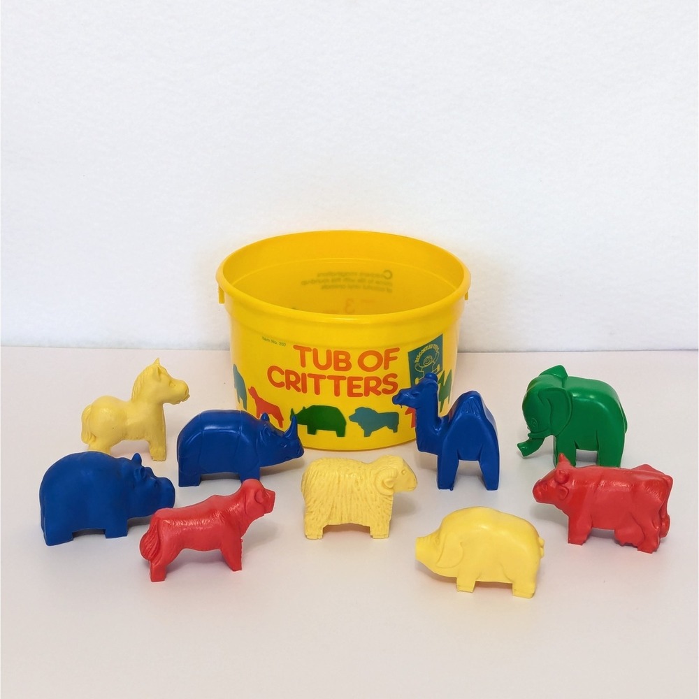 Vintage 1987 Discovery Toys Tub Of Critters  9 Zoo Farm Animals West Germany